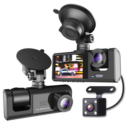 3 Lens Dash Camera Car DVR 1080P Vehicle Video Recorder Rearview Dashcam Parking Monitor Loop Recording Action Cam Mirror 3 in 1